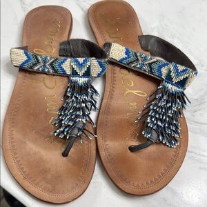 Sam Edelman Beaded Sandals - Blue and Black